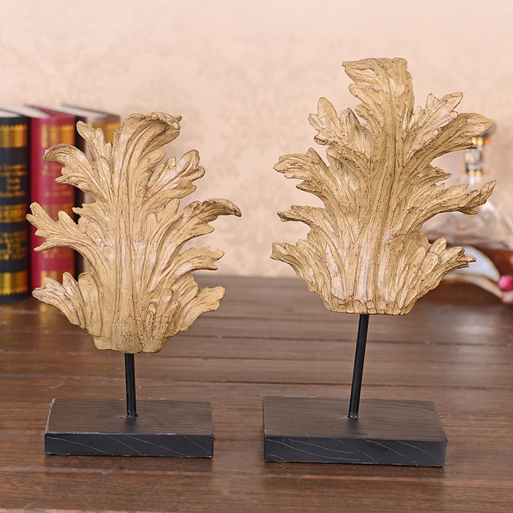 Beige Resin Leaf Décor - Set of 2 w8000-5