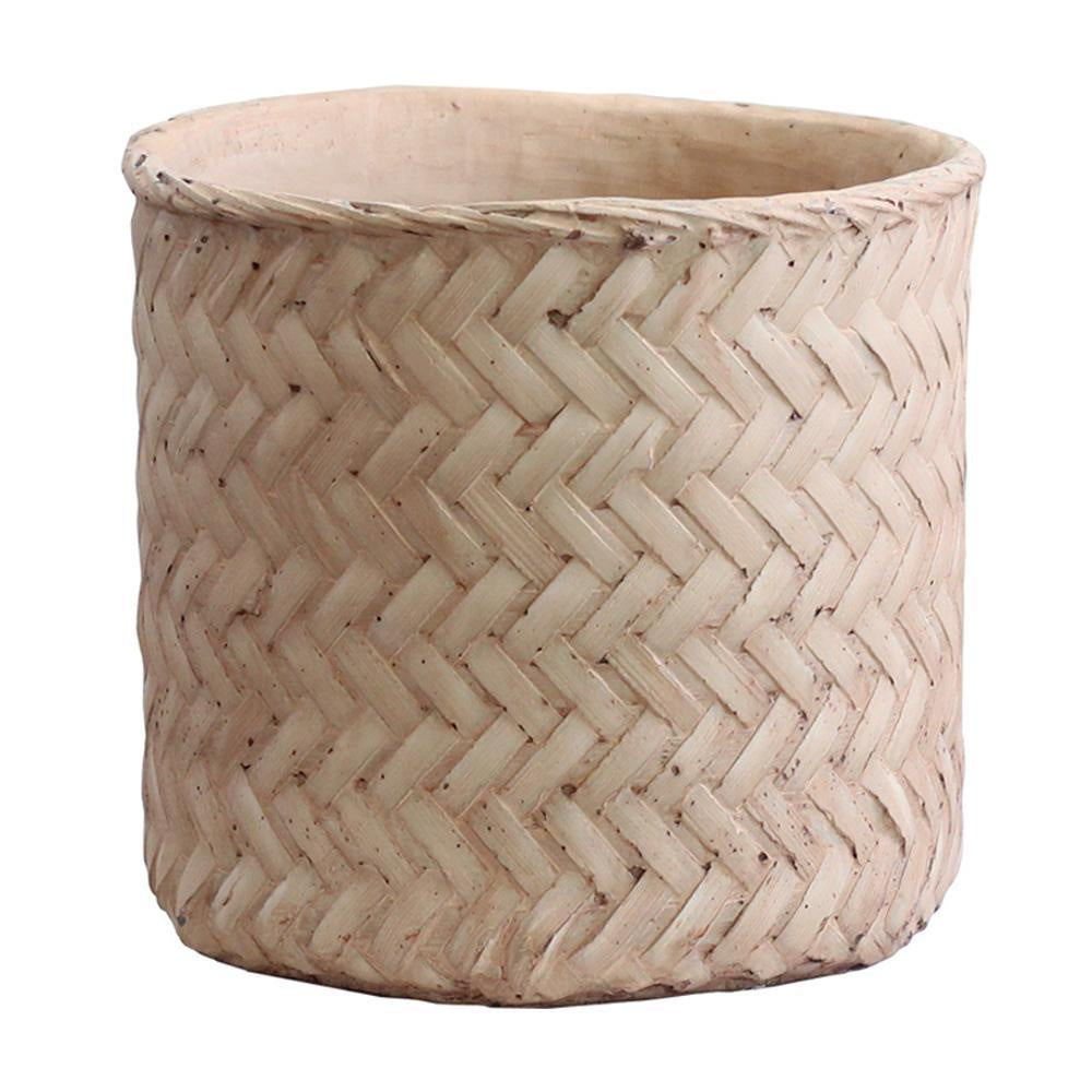 Cement Planter with Basketweave Pattern - Large ZD-092