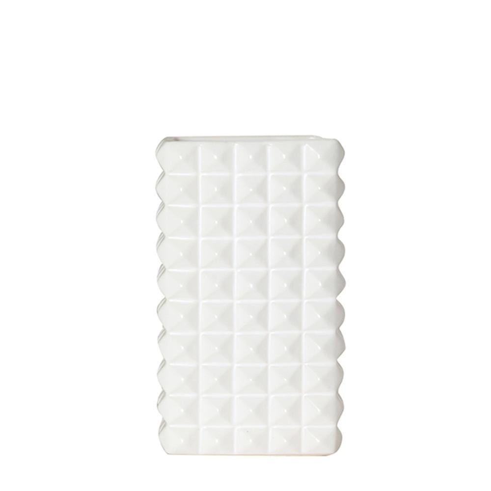 White Ceramic Rectangular Vase with Studs - Medium FA-D1971B