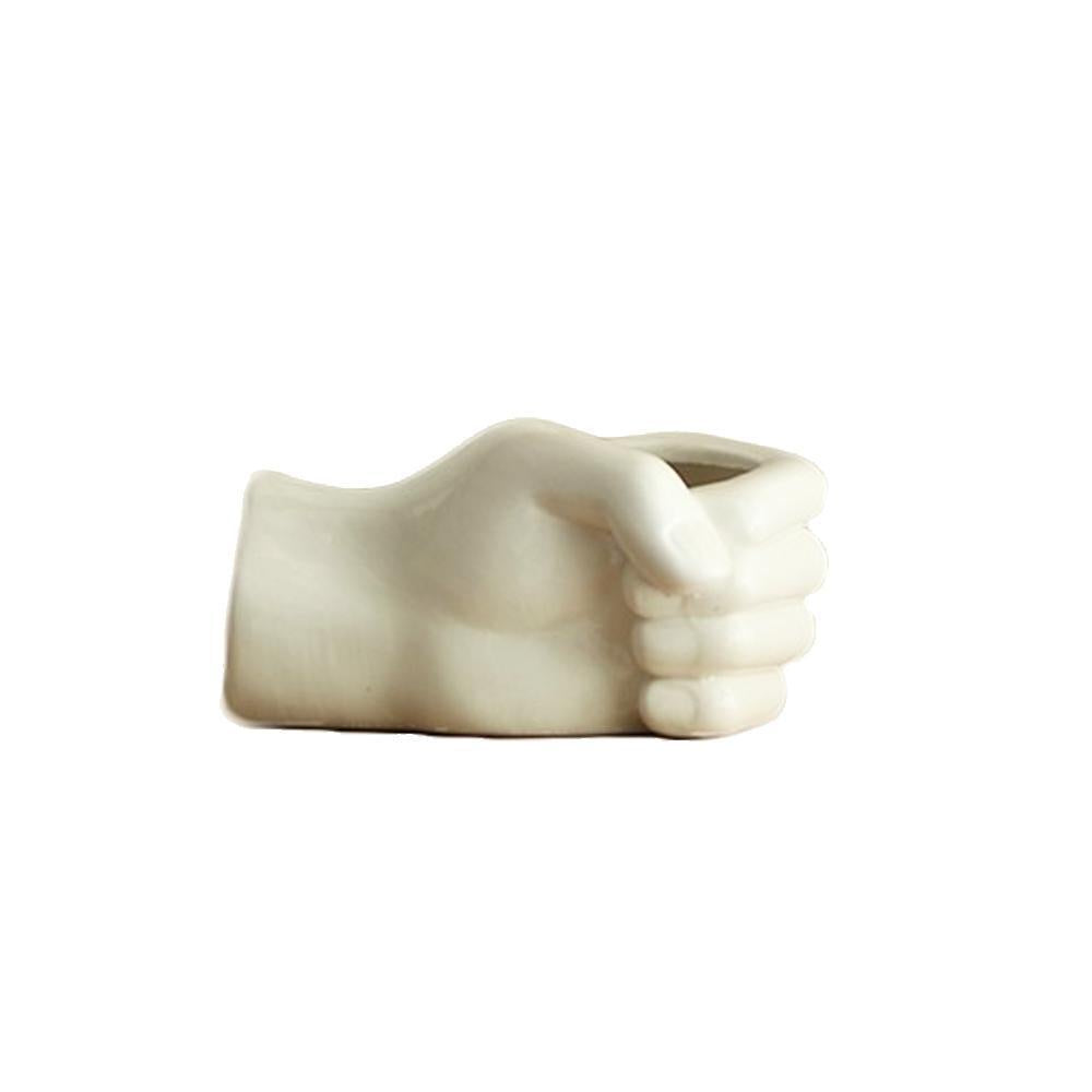 White Ceramic Hand Vase - Wide ZD-154