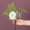 White Faux Rose with Fern Bouquet زهور