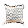 Black & White Tribal Cushion with Ivory Tassels MND244