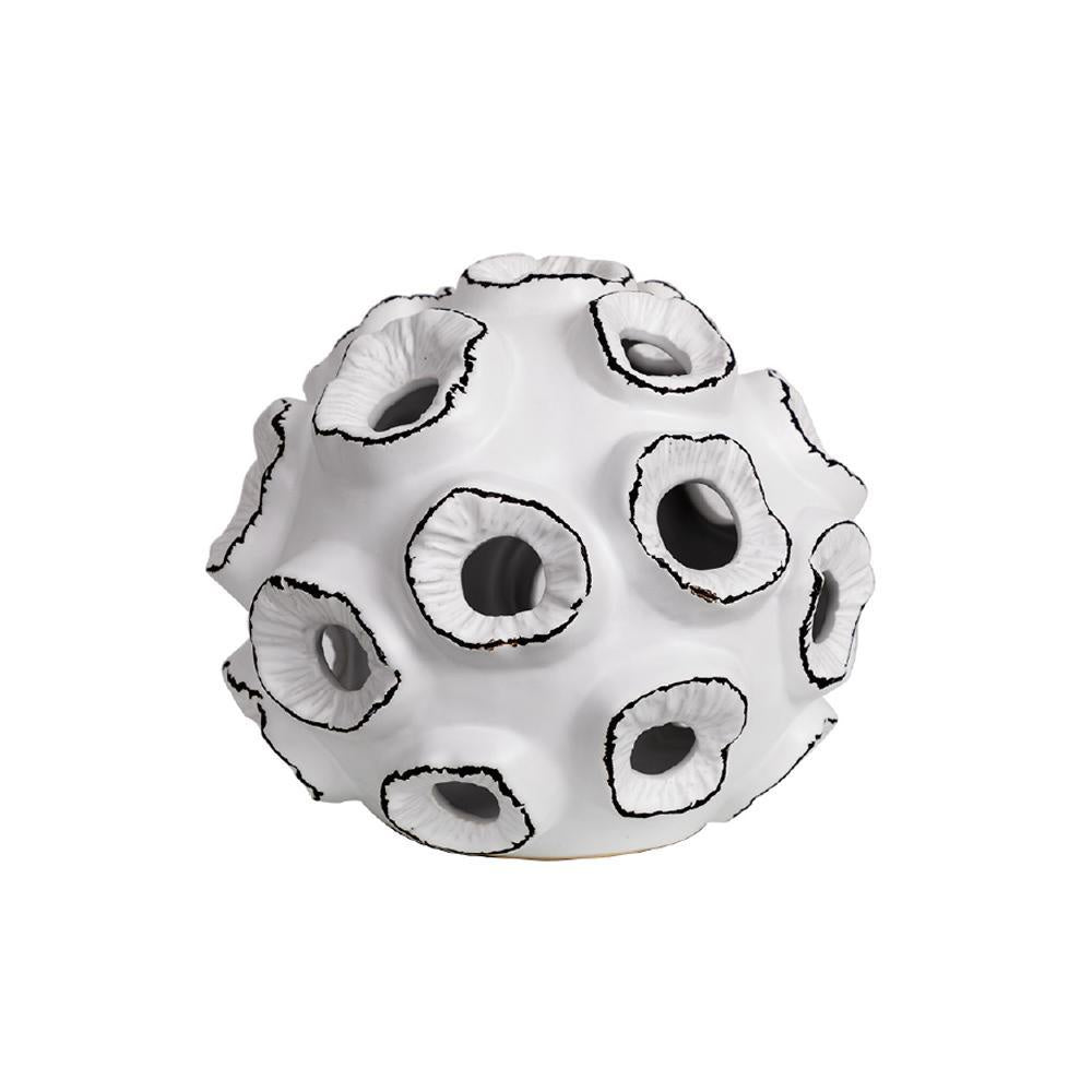 White Ceramic Orb with Black Rim BSYG3528W
