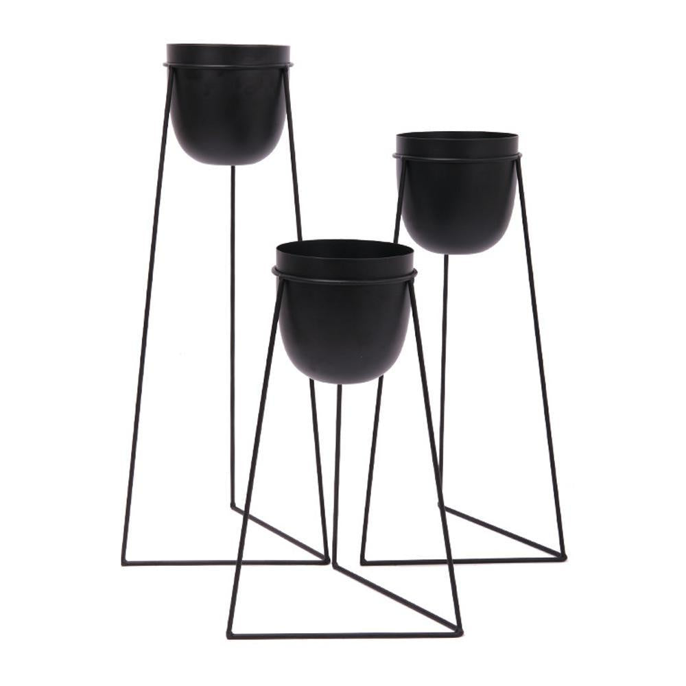 Set of 3 Black Iron Planters ZD-123