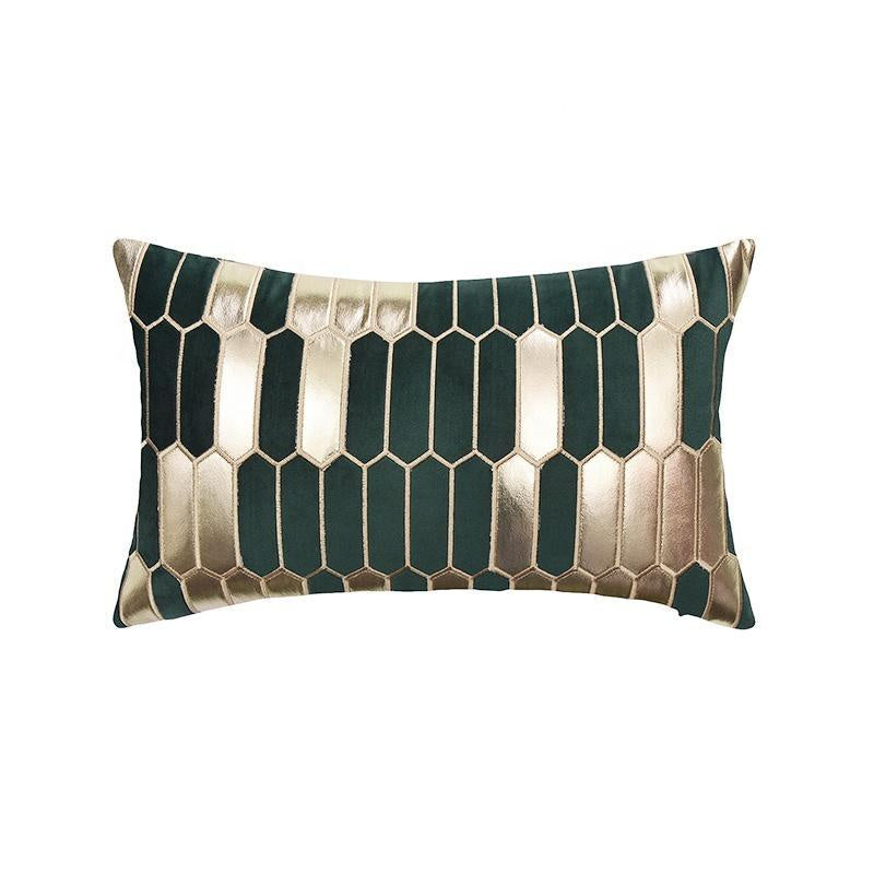 Dark Green Velvet Cushion with Gold Appliqué MND139