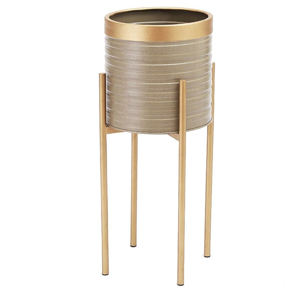 Grey & Gold Metal Planter on Gold Stand 19094 الغراس