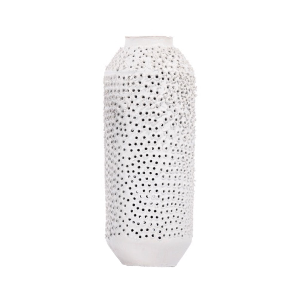 White Porcelain with Cutout Detail Vase - Large 608720