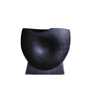 Black Ceramic Textured Concave Vase - Wide مزهرية