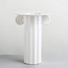 White Ceramic Greek Pillar Vase مزهرية