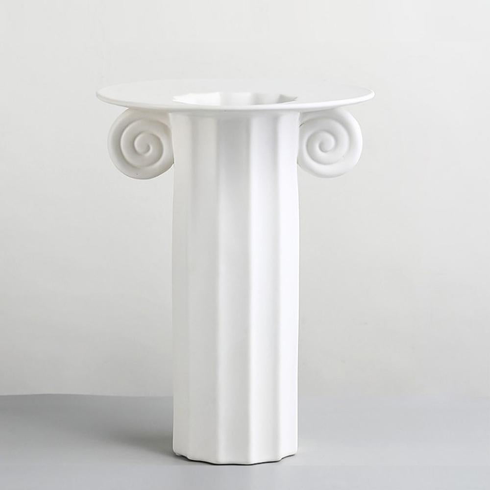 White Ceramic Greek Pillar Vase X2351-2W