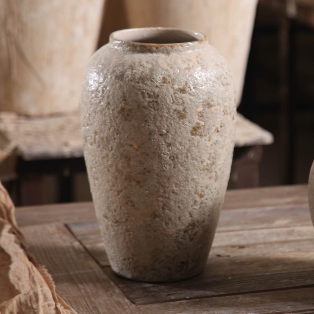 Beige Textured Ceramic Vase 695064