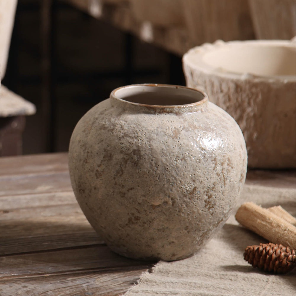 Beige Textured Ceramic Vase 695065