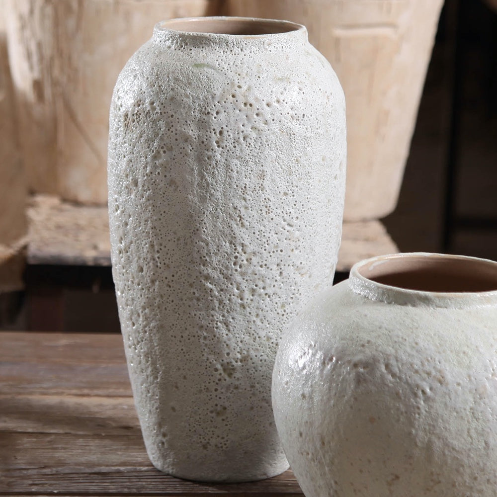 White Textured Ceramic Vase 695109