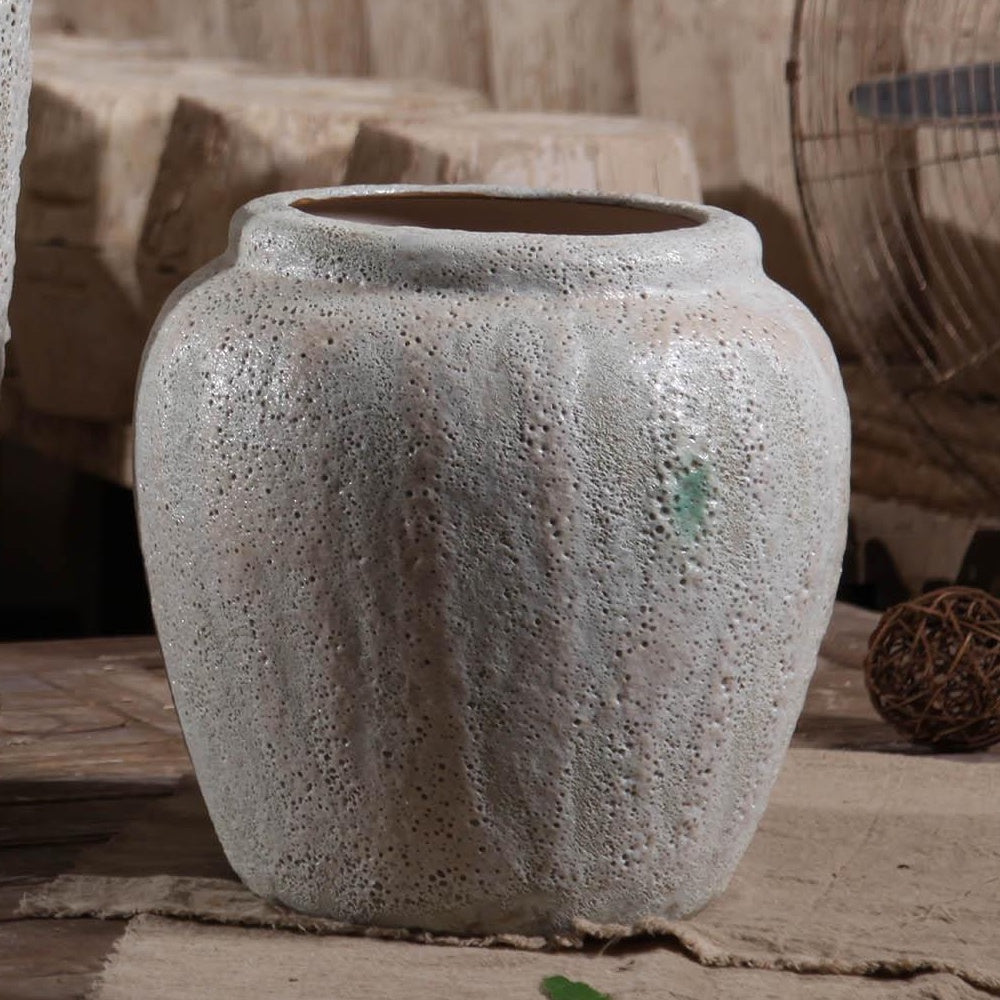 White Ceramic Textured Vase - Small 695256