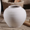 White Ribbed Ceramic Vase 695324