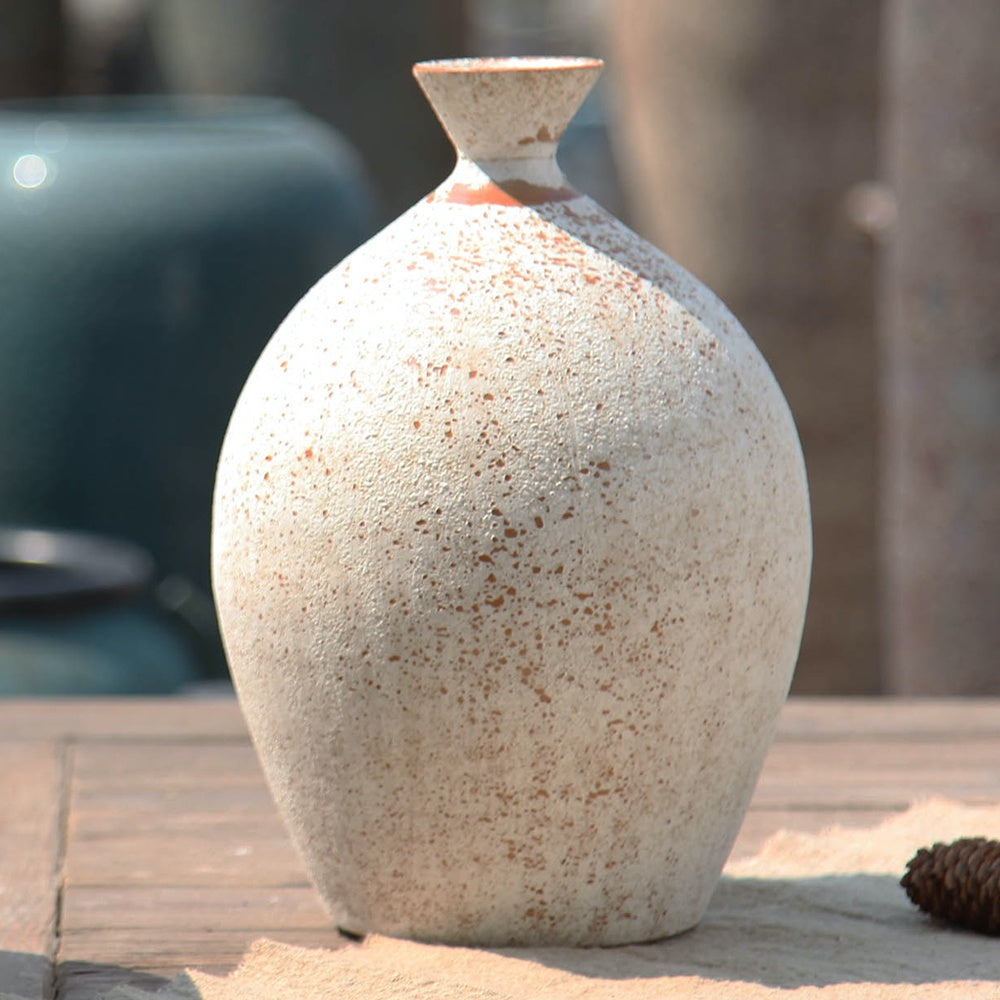 Distressed White Ceramic Vase 695339