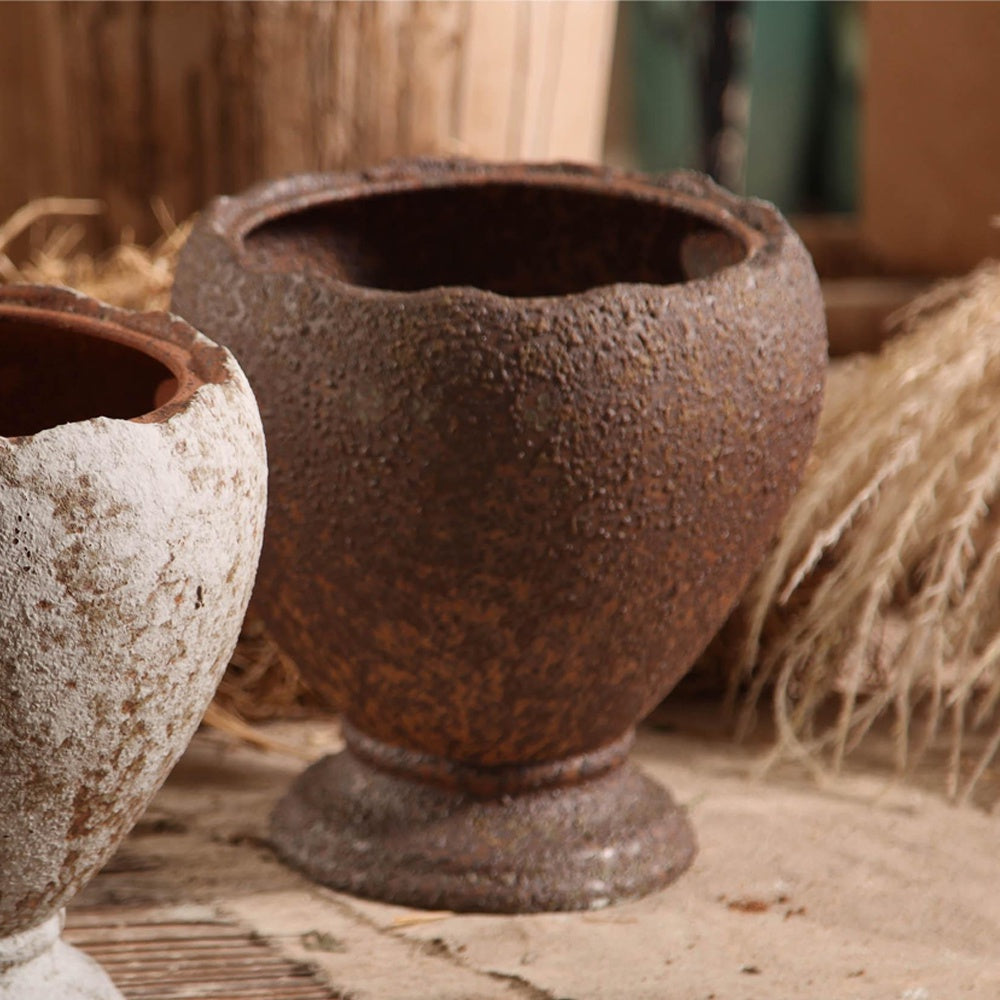 Rustic Ceramic Vase with Base - B 695597