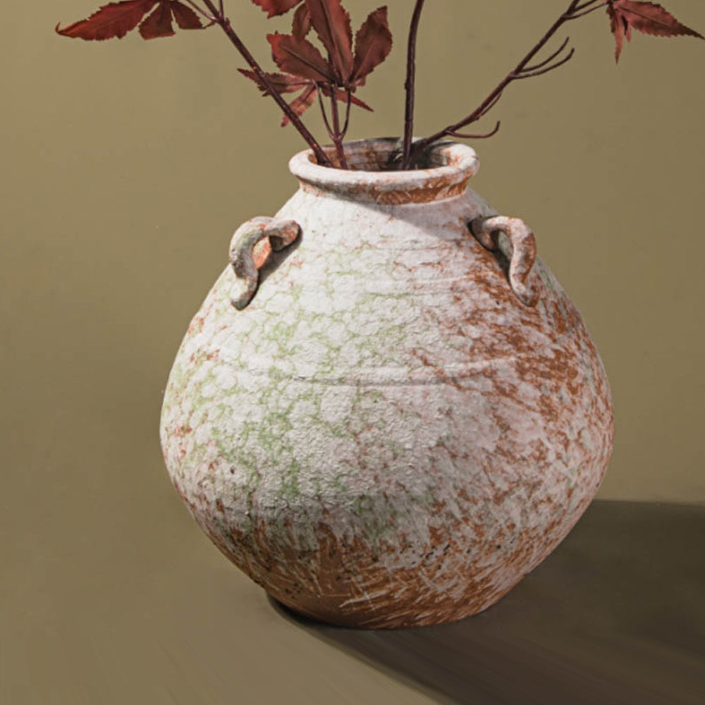 Distressed Ceramic Vase with Handle Detail 697384