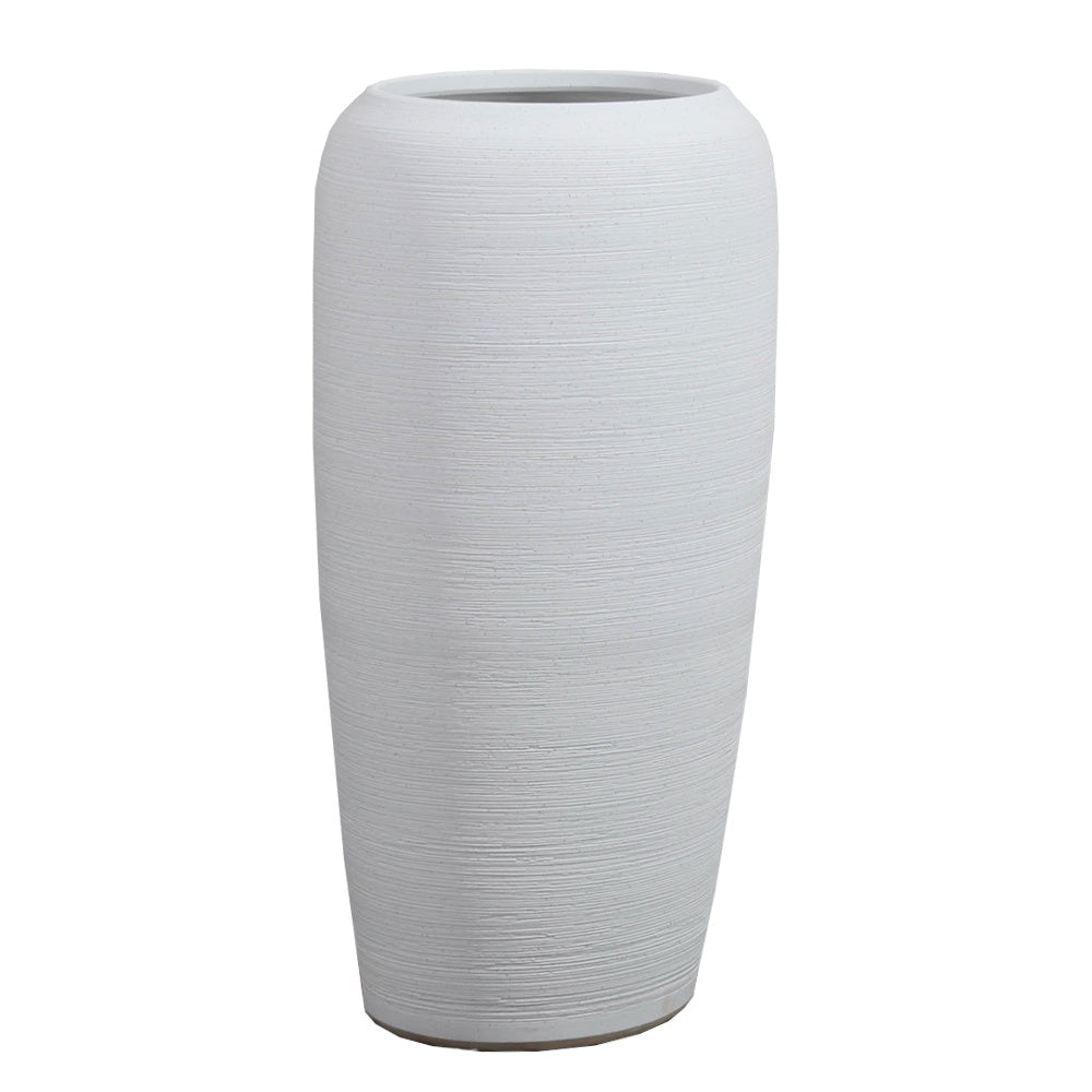 White Ribbed Ceramic Vase 697817