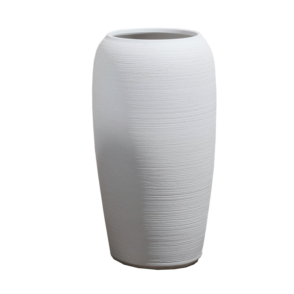 White Ribbed Ceramic Vase 697818