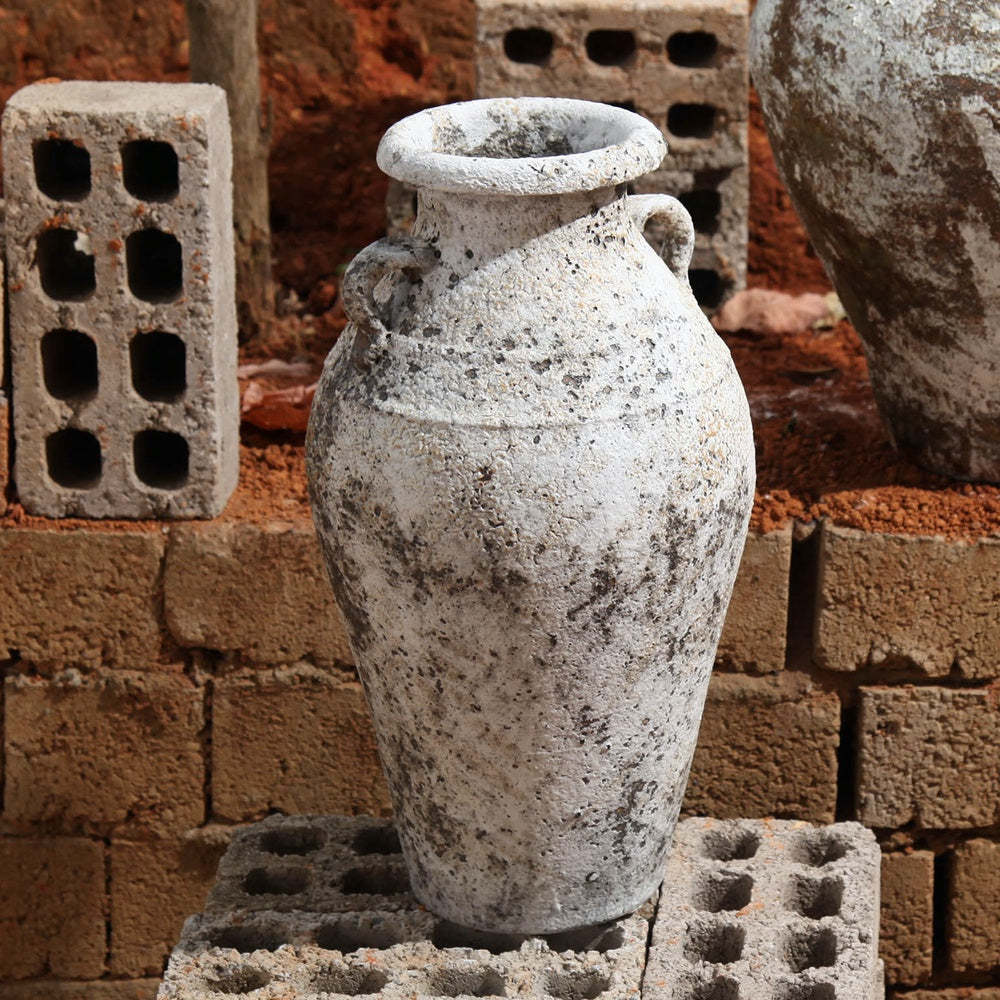 Distressed White Ceramic Vase 698081