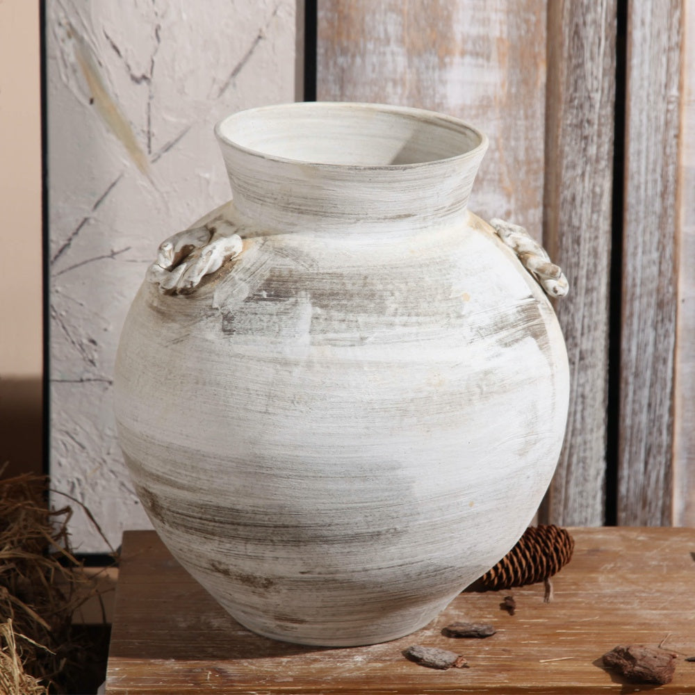White Antique Finish Ceramic Vase 698450