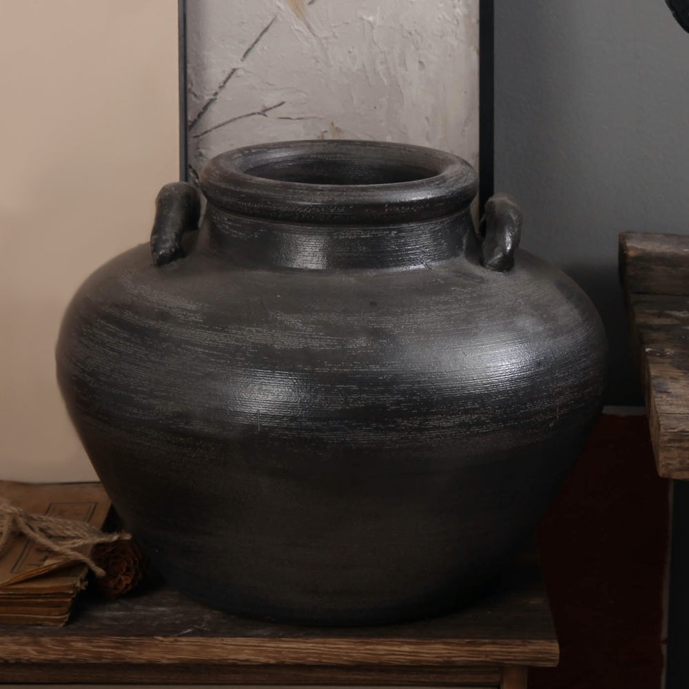 Black Ceramic Vase with Handles 698598