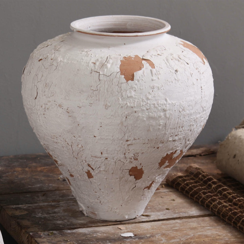 White Distressed Ceramic Vase - Medium 698716