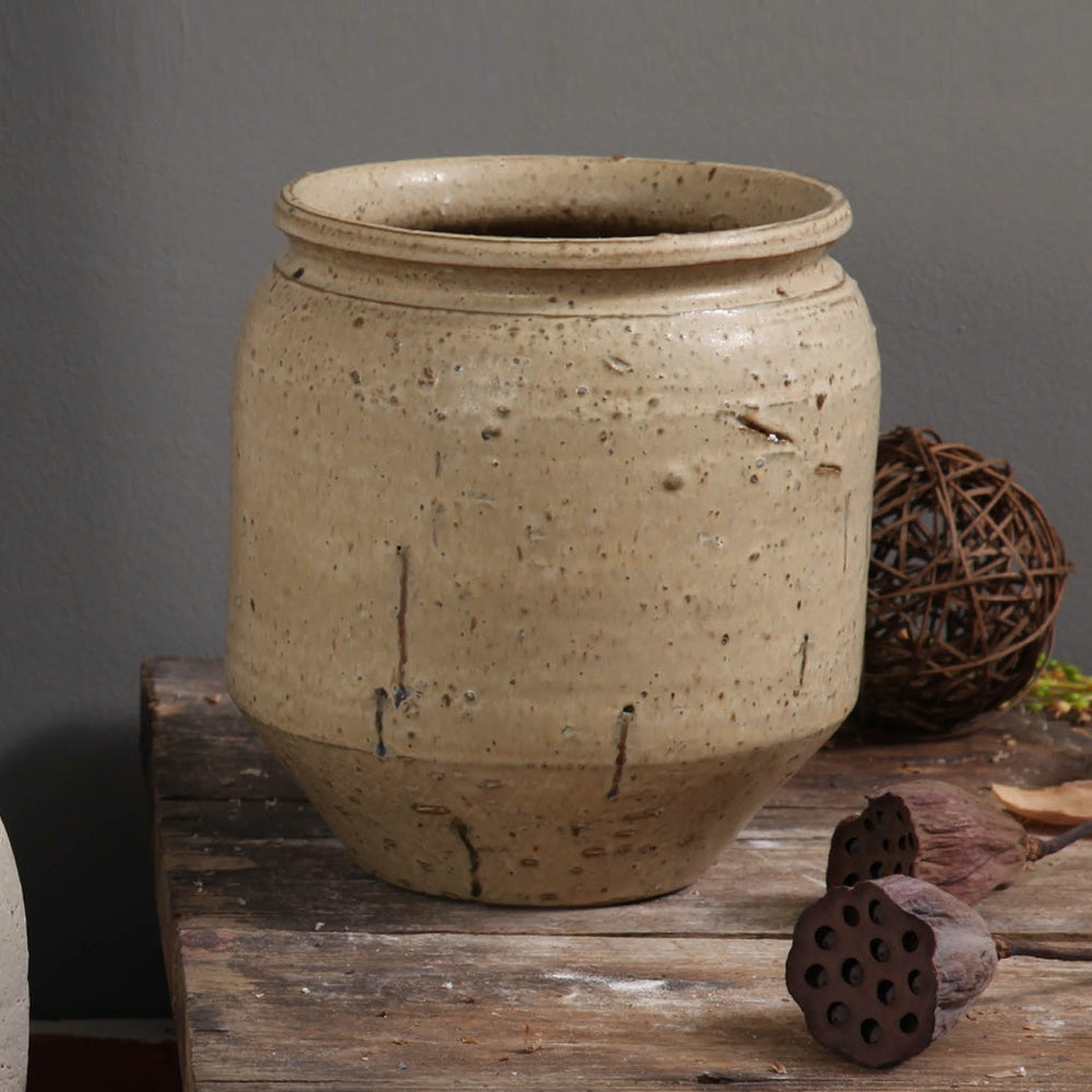 Distressed Ochre Ceramic Vase 698884