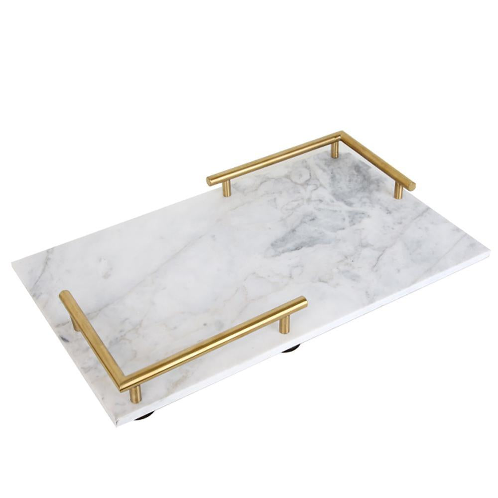 White Marble Tray with Gold Handles FB-T1903A