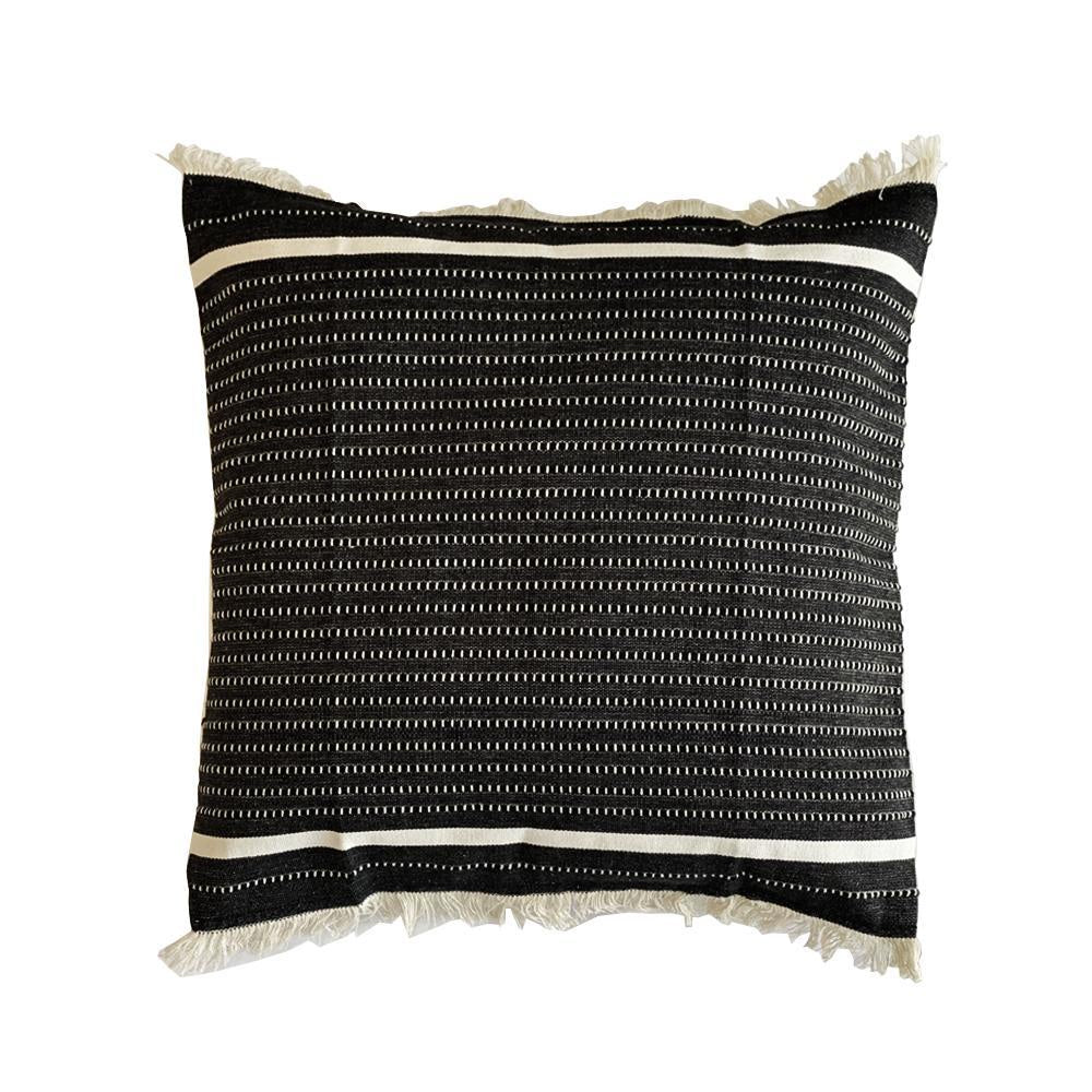 Black & White Embroidered Cushion with TasselsBQ000727-B-SQ وسادة