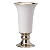 White & Metallic Ceramic Pedestal Vase 1718