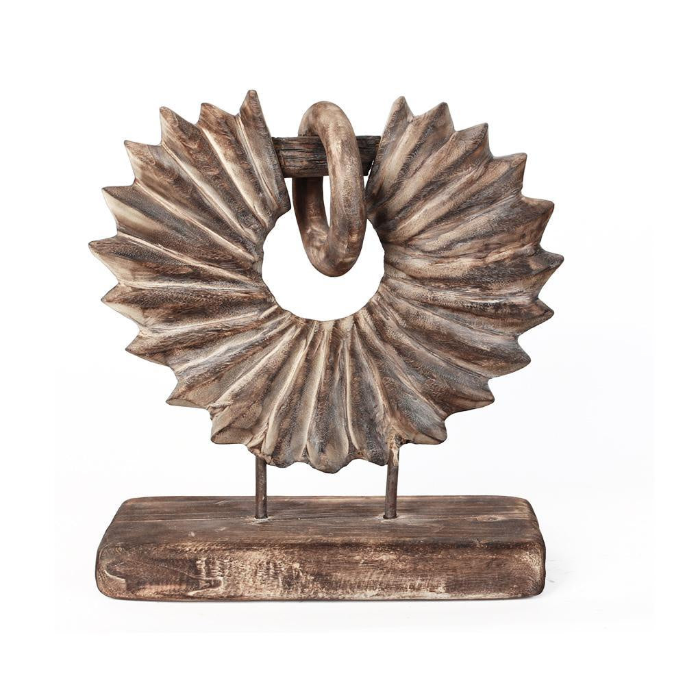 Round Wooden Sculpture with Base CF18696