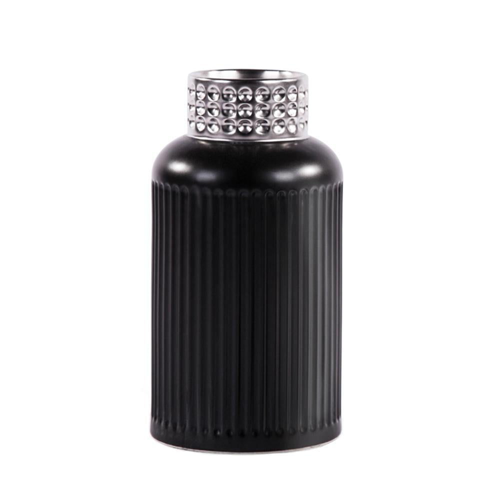 Black & Silver Ceramic Vase - Medium 605074