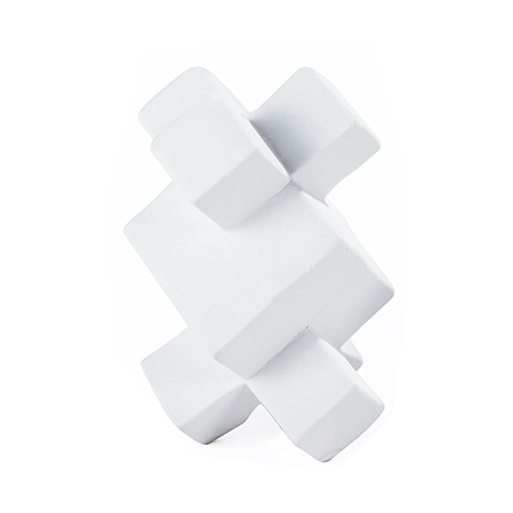 White Ceramic Abstract Geometric Decorative Object - Tall 607849