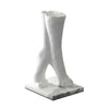 White Resin Sculptural Vase with Marble Base F0765