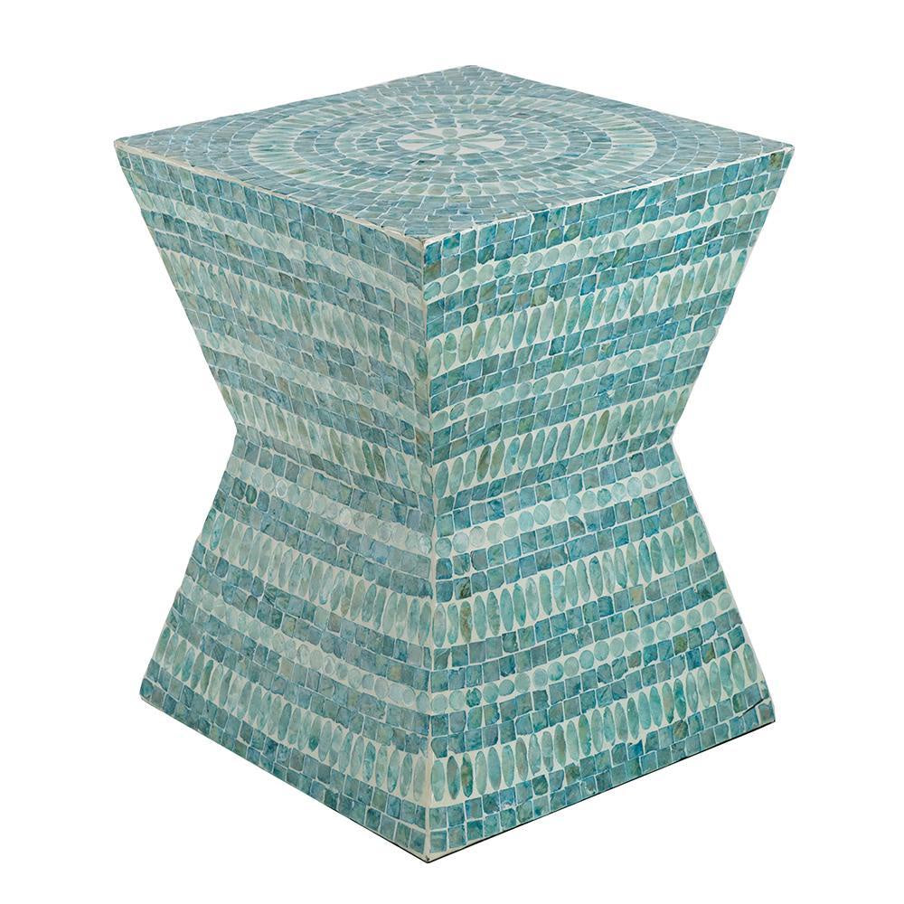 Turquoise Capiz Shell Stool 48741