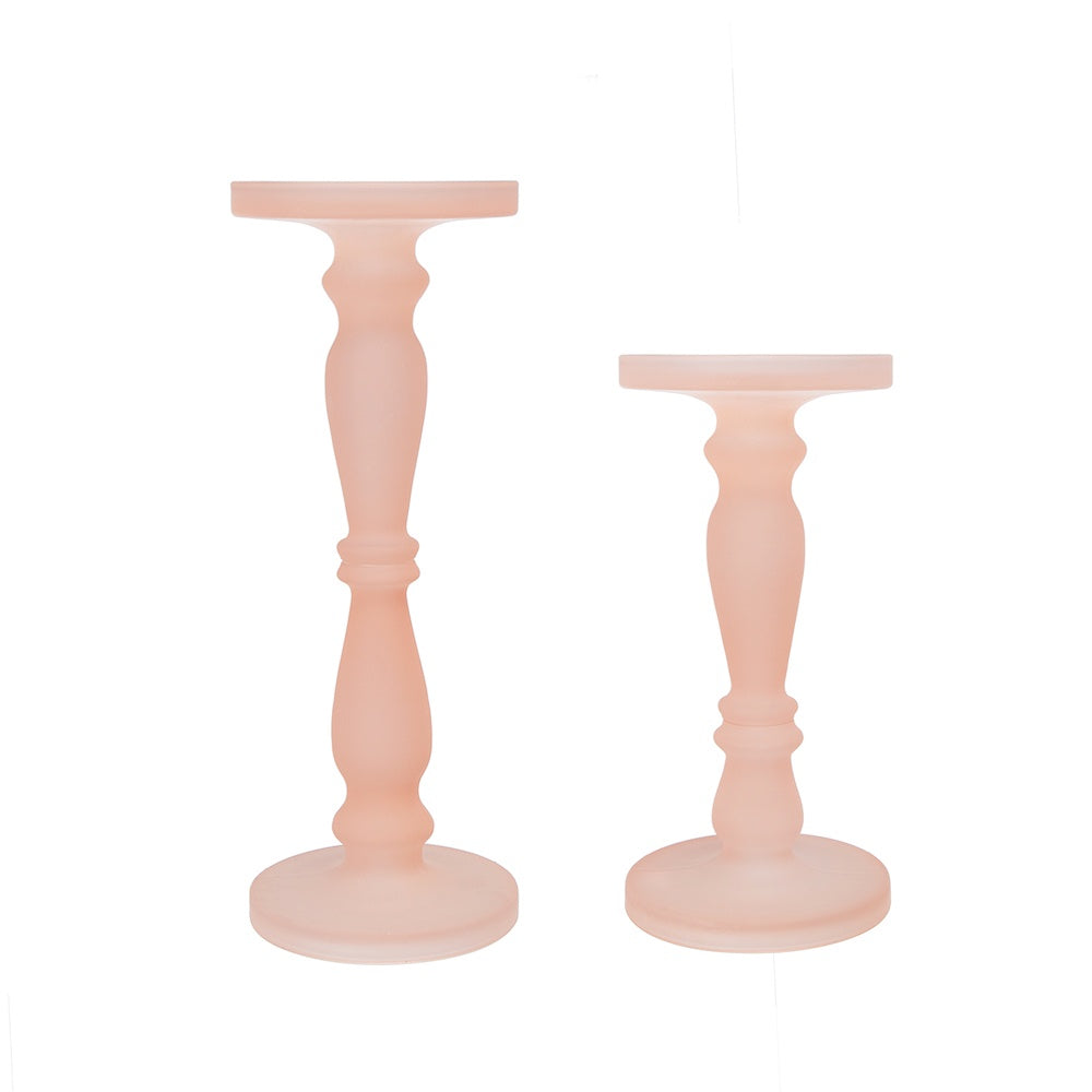 Set of 2 Frosted Glass Candleholders - Blush 70460-BLUS-DS-SA