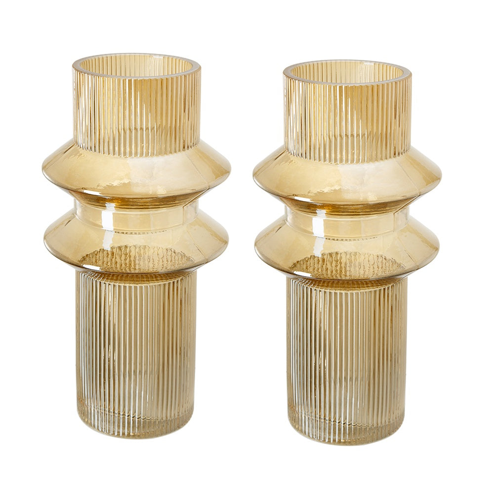 Set of 2 Amber Glass Vases 70469-LUAM-DS-SA