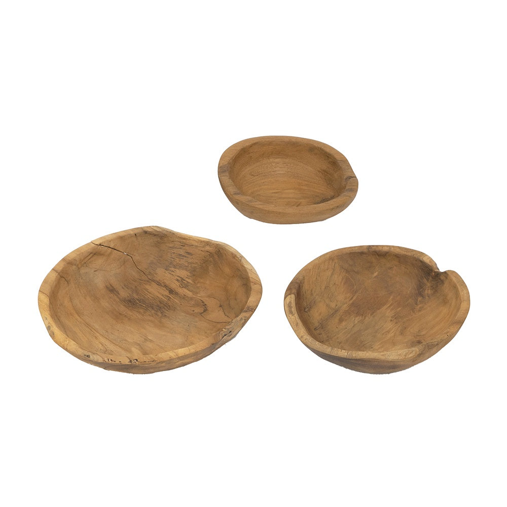 Set of 3 Teak Bowls 70625