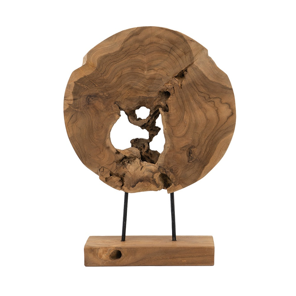 Teak Wood Abstract Sculpture with Base - Large 70635