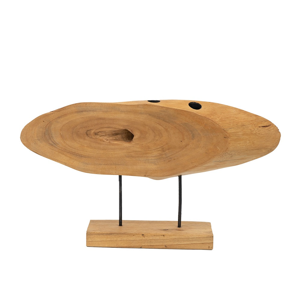Teak Wood Abstract Sculpture with Base - Large 70637