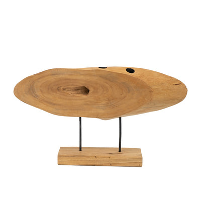 Teak Wood Abstract Sculpture with Base - Large 70637