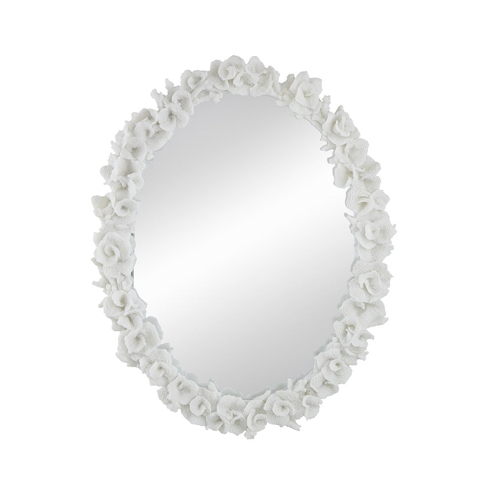 White Coral Resin Framed Oval Wall Mirror 70643