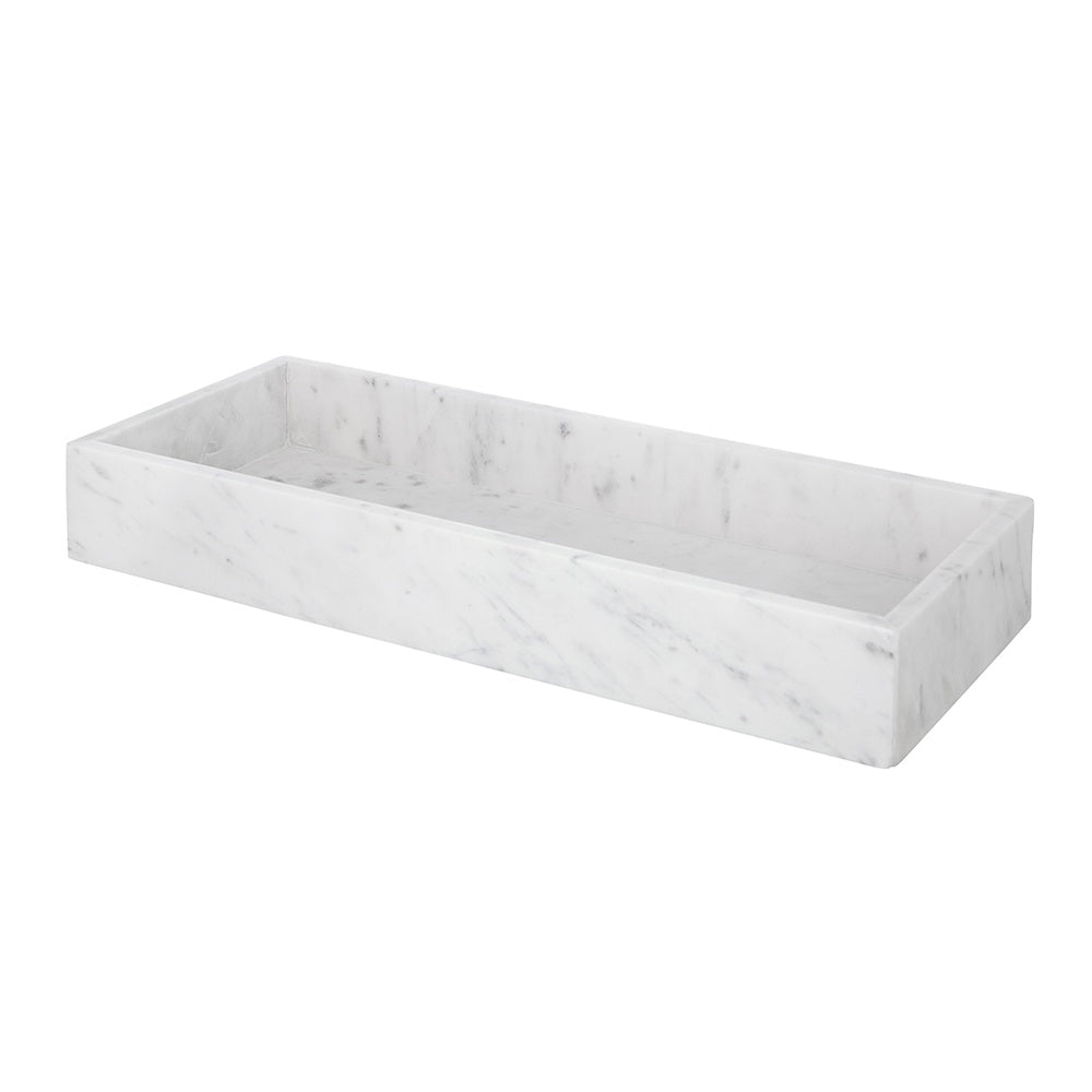 White Marble Rectangular Tray - Long 70675