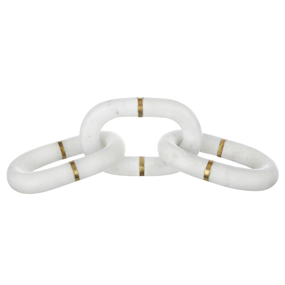 White Marble Links with Brass Inlay 70676