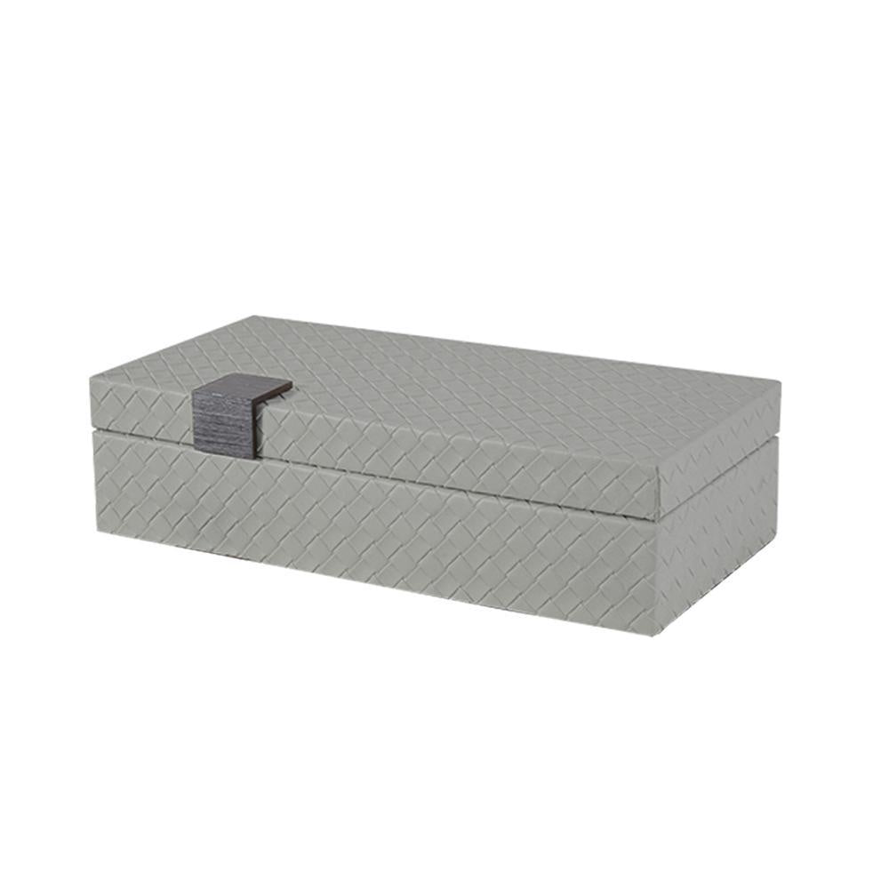 Sage Green Woven Leather Decorative Box with Metal Detail - Large FB-PG2108A