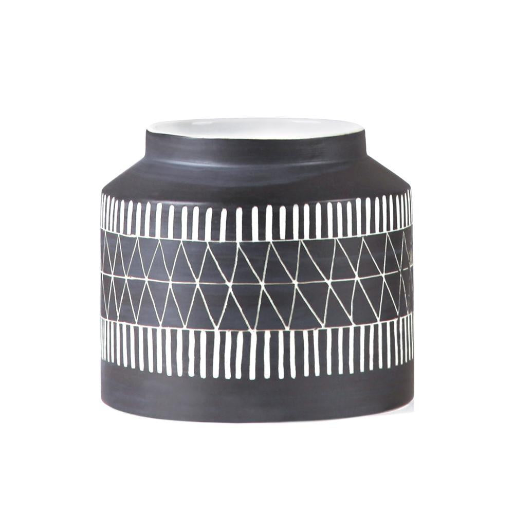 Black & White Patterned Ceramic Vase - Short 603565