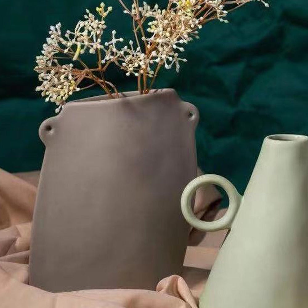 Grey Ceramic Tilted Vase HP701-GY/GN