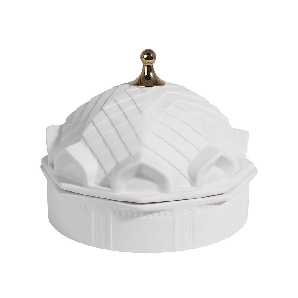 White Architectural Dome Box with Lid CY3835W